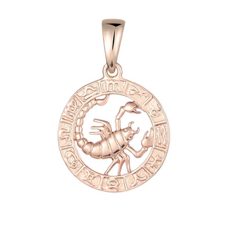 FJ 12 Sternzeichen 585 Gold Farbe Konstellation Rose Anhänger Steinbock/Zweile Twisted + 50 cm Kette Damen Herren Schmuck