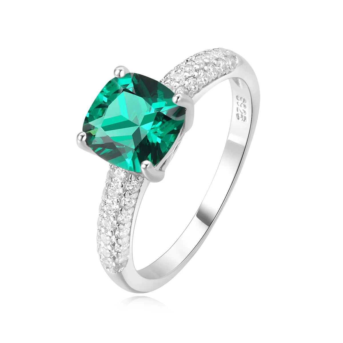 Potiy 2,22 Karat Künstlicher Saphir Nano-Smaragd Tansanit Solitär-Ring aus 925 Sterling Silber für Damen Täglicher Partyschmuck Geschenkset