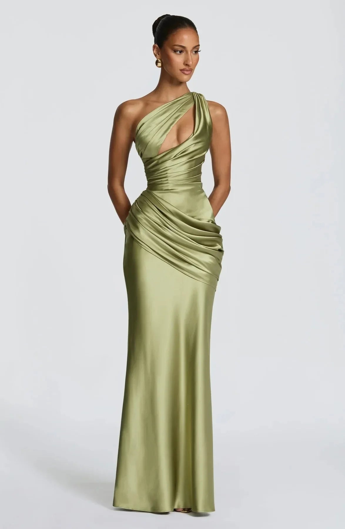Elegantes Damen-Satin-Maxikleid