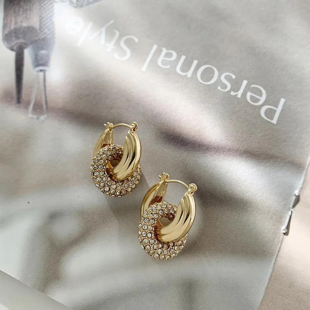 Mode Zirkon Kreis Huggie Creolen für Frauen Geometrische U Form Creolen Ohr Schnalle Vergoldet Edelstahl Schmuck Geschenk