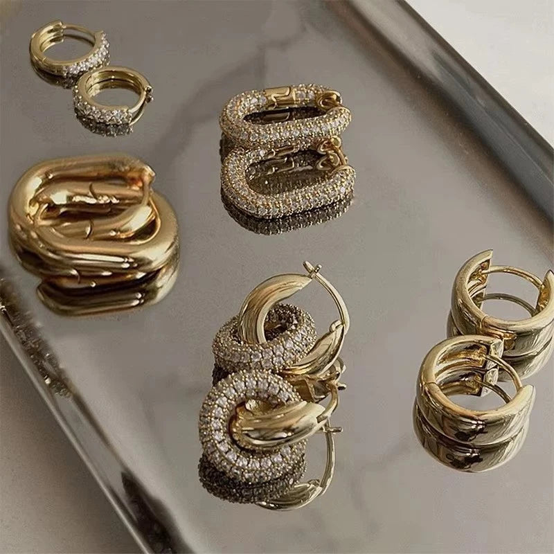 Mode Zirkon Kreis Huggie Creolen für Frauen Geometrische U Form Creolen Ohr Schnalle Vergoldet Edelstahl Schmuck Geschenk