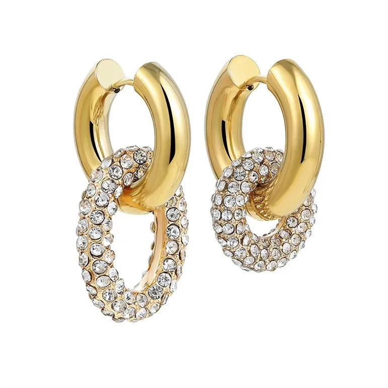 Mode Zirkon Kreis Huggie Creolen für Frauen Geometrische U Form Creolen Ohr Schnalle Vergoldet Edelstahl Schmuck Geschenk