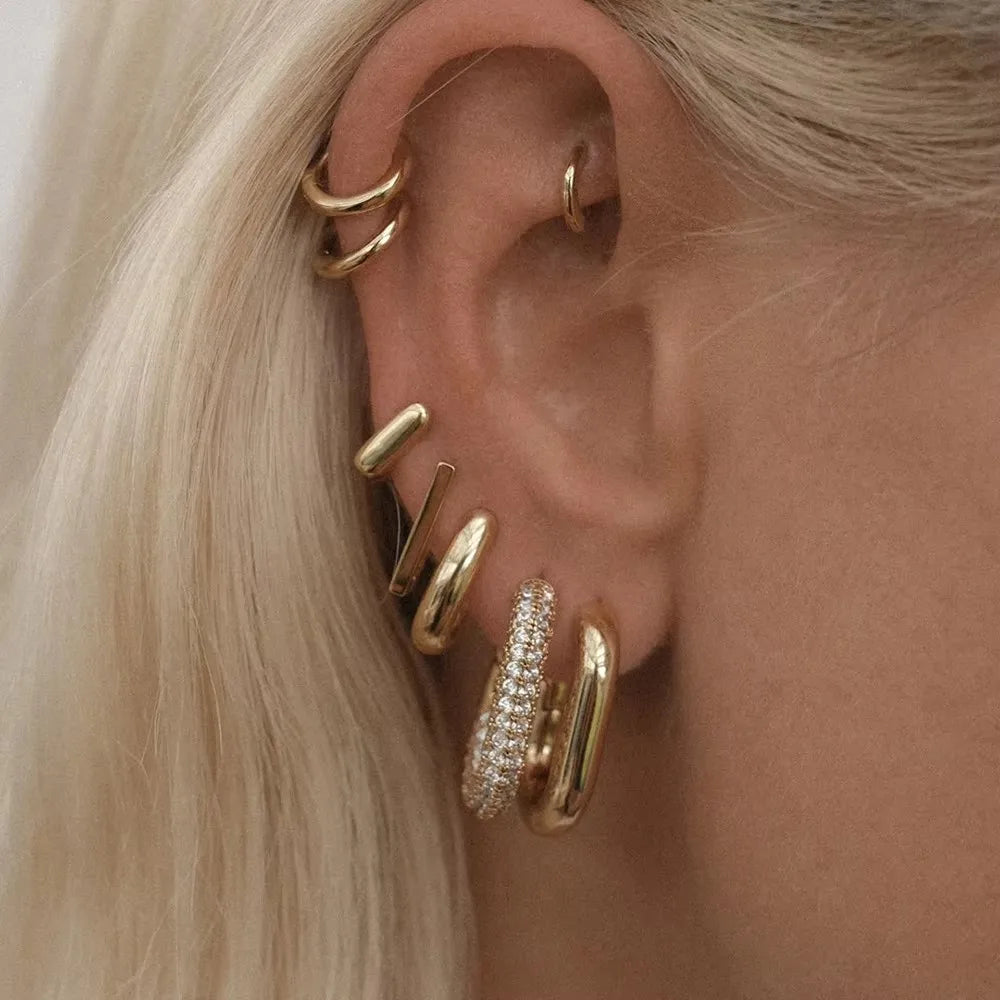 Mode Zirkon Kreis Huggie Creolen für Frauen Geometrische U Form Creolen Ohr Schnalle Vergoldet Edelstahl Schmuck Geschenk