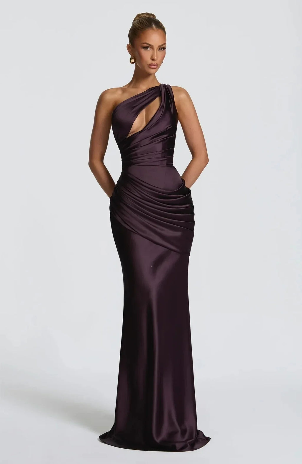 Elegantes Damen-Satin-Maxikleid