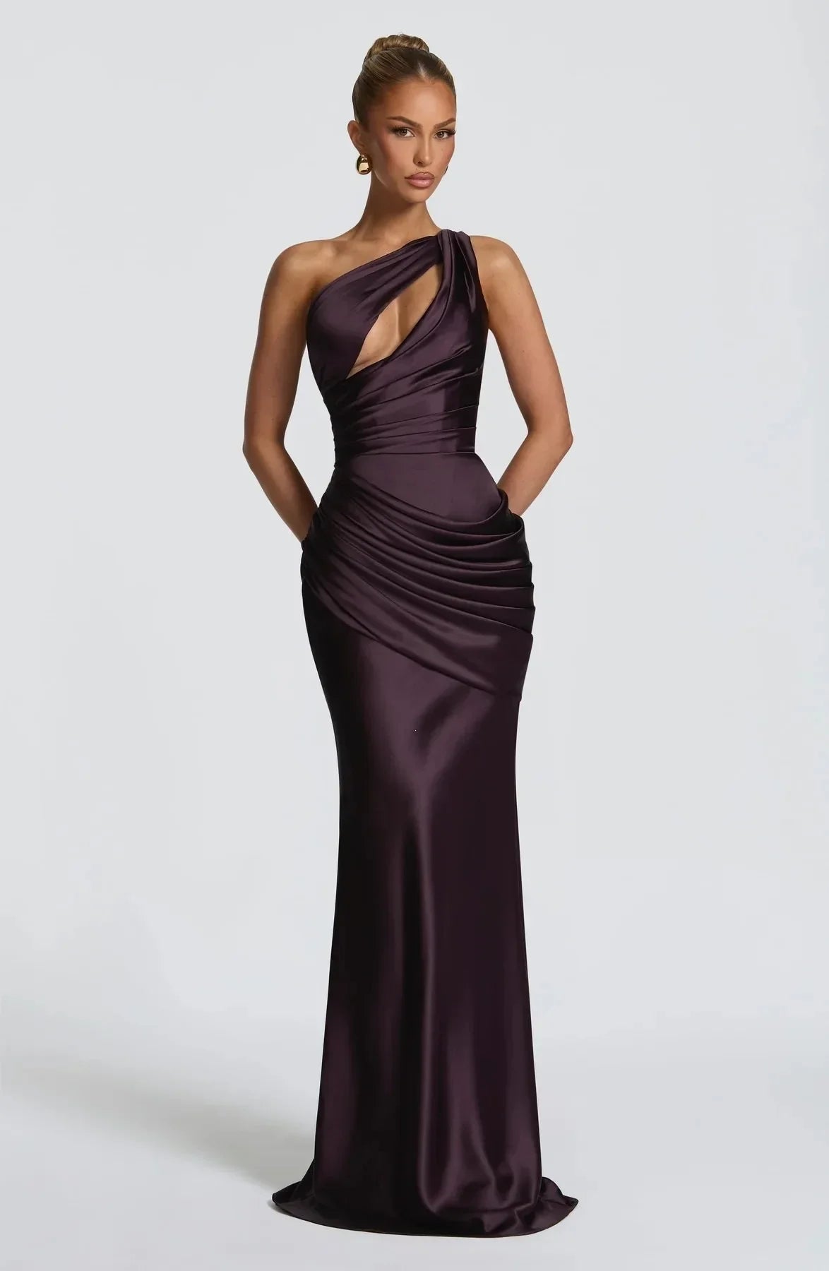 Elegantes Damen-Satin-Maxikleid