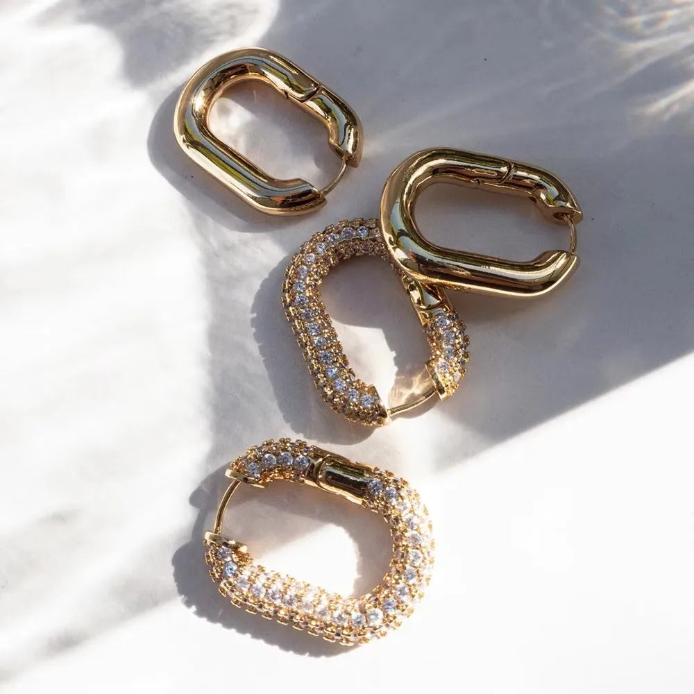 Mode Zirkon Kreis Huggie Creolen für Frauen Geometrische U Form Creolen Ohr Schnalle Vergoldet Edelstahl Schmuck Geschenk