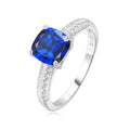 Potiy 2,22 Karat Künstlicher Saphir Nano-Smaragd Tansanit Solitär-Ring aus 925 Sterling Silber für Damen Täglicher Partyschmuck Geschenkset