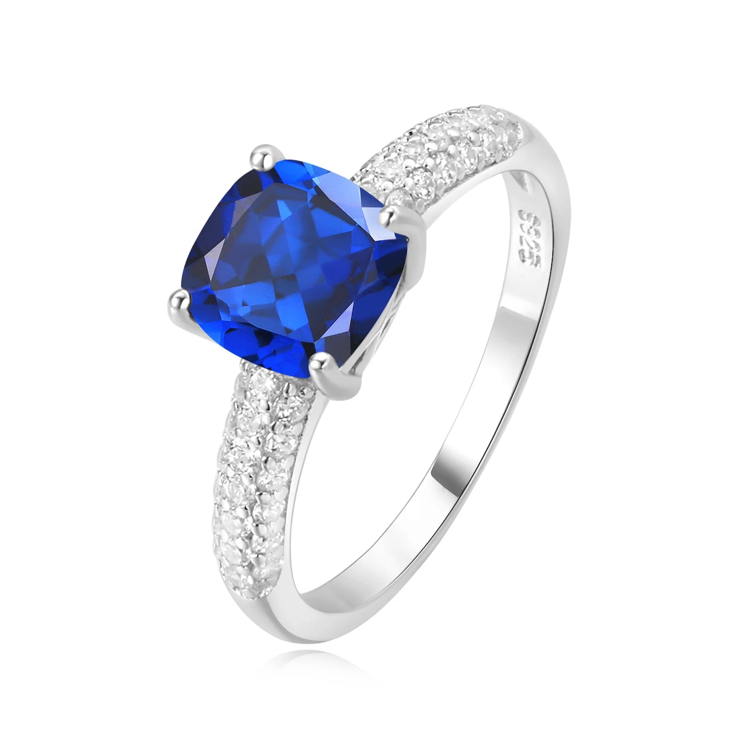 Potiy 2,22 Karat Künstlicher Saphir Nano-Smaragd Tansanit Solitär-Ring aus 925 Sterling Silber für Damen Täglicher Partyschmuck Geschenkset