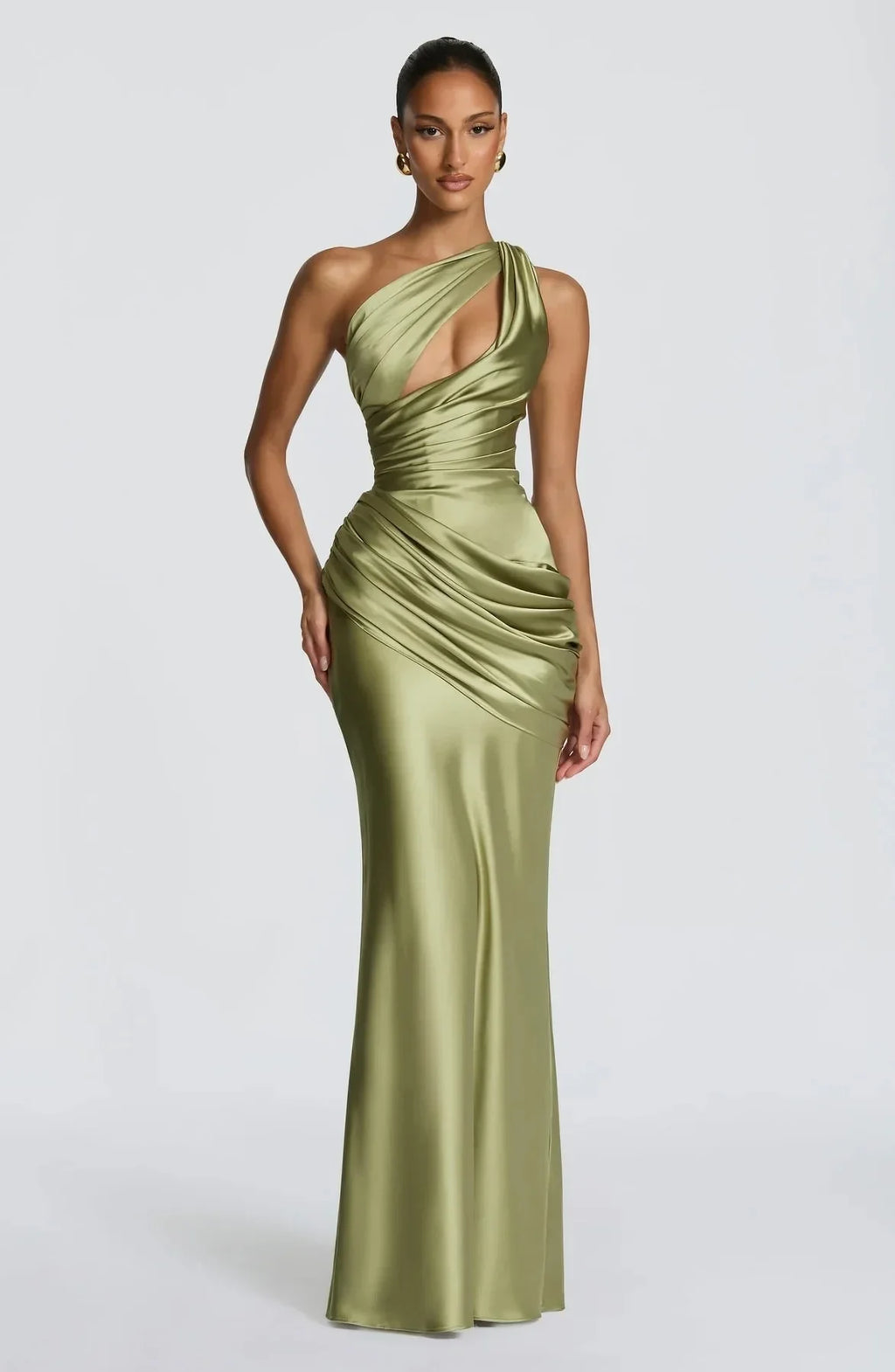 Elegantes Damen-Satin-Maxikleid