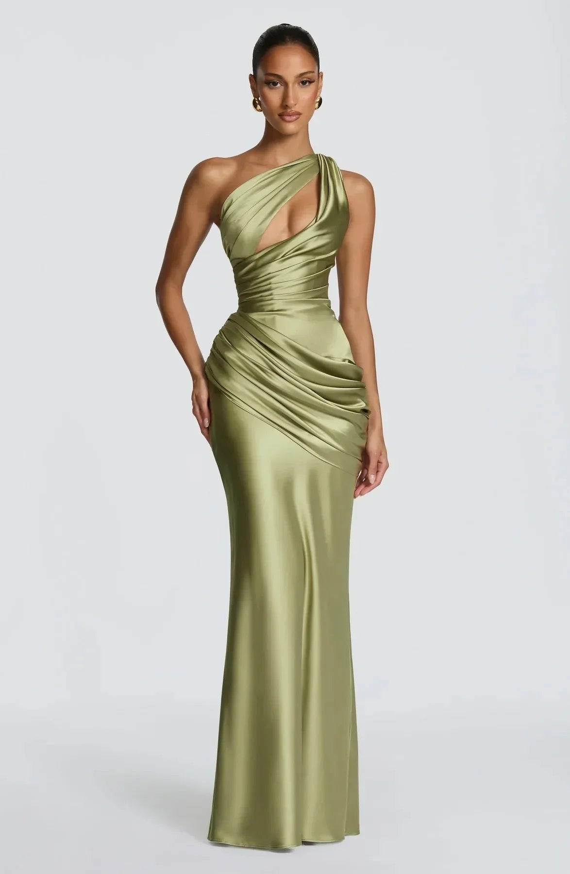 Elegantes Damen-Satin-Maxikleid
