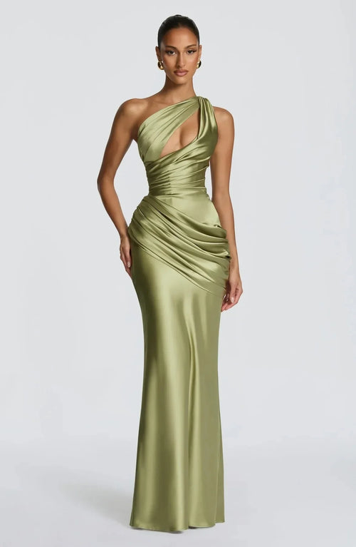 Elegantes Damen-Satin-Maxikleid